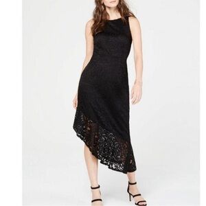 INC International Concepts Black Asymmetrical Lace Dress